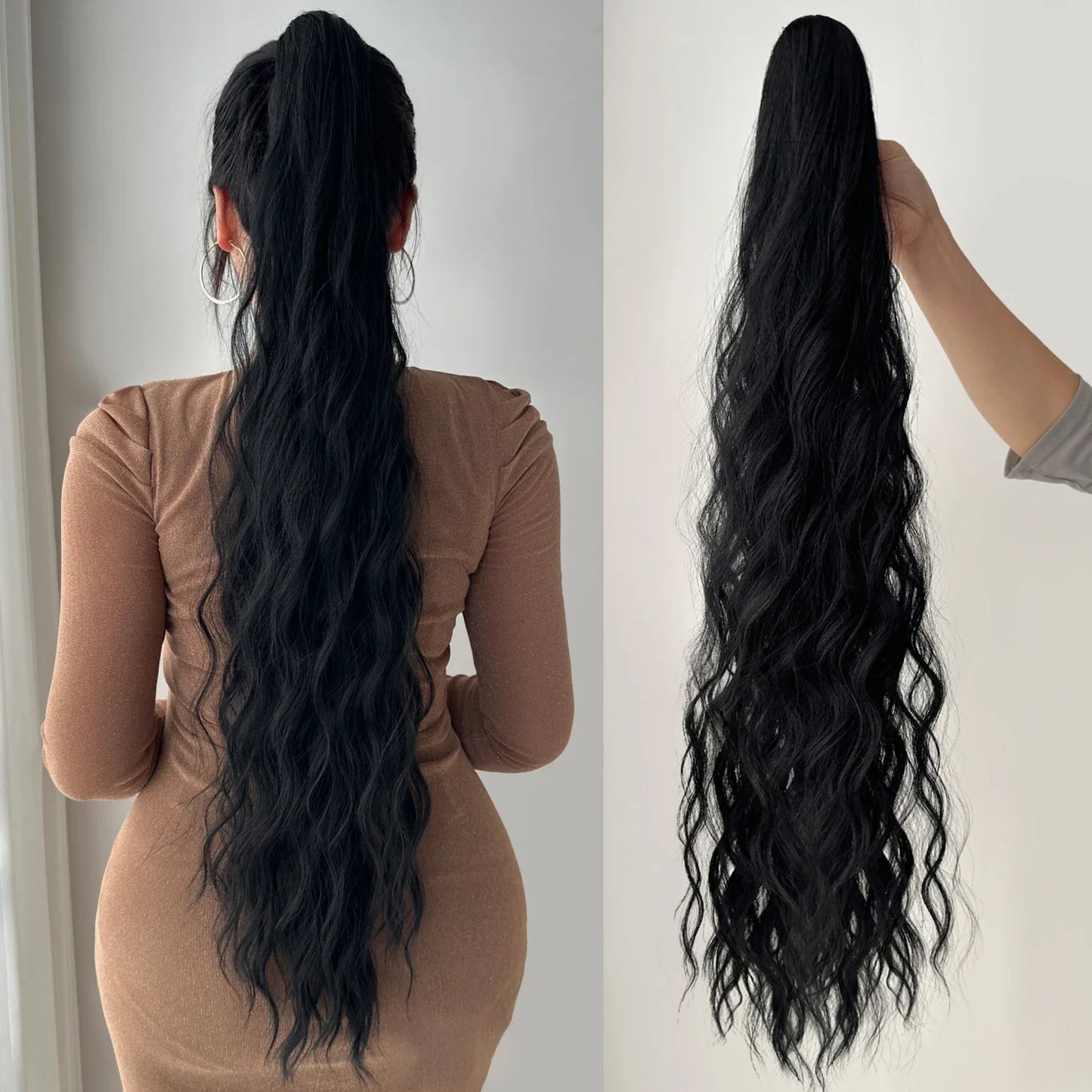 Synthetic  32”Claw Ponytail Extension Straight Hair Water Wave Clip In Hair Extensions Soft Natural Multi-Gift Preference