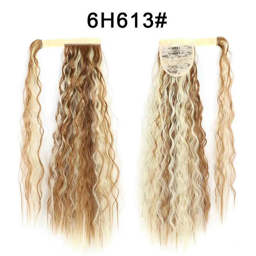 Tereshar Synthetic Corn Wave Ponytail Extension Clip in Long Wavy Curly Wrap Around Pony Tail Heat Resistant Hairpiece for Women