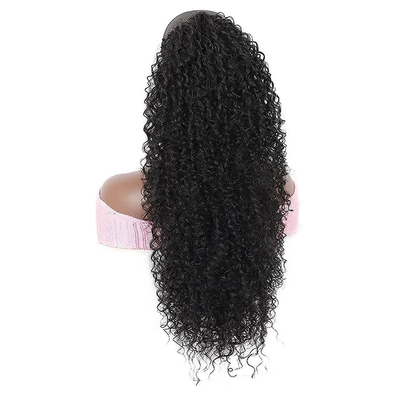 Synthetic Drawstring Ponytail Extension Deep Curly Heat Resistant Instant Clip Afro Kinky Curly Hair Pieces for Women