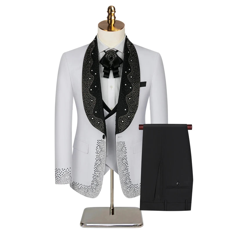 2024 High-grade Light Luxury Mens Suits Set 3 Pieces, Wedding Host Banquet Performance Party Blazer Dress with Pants Vest, S-3XL