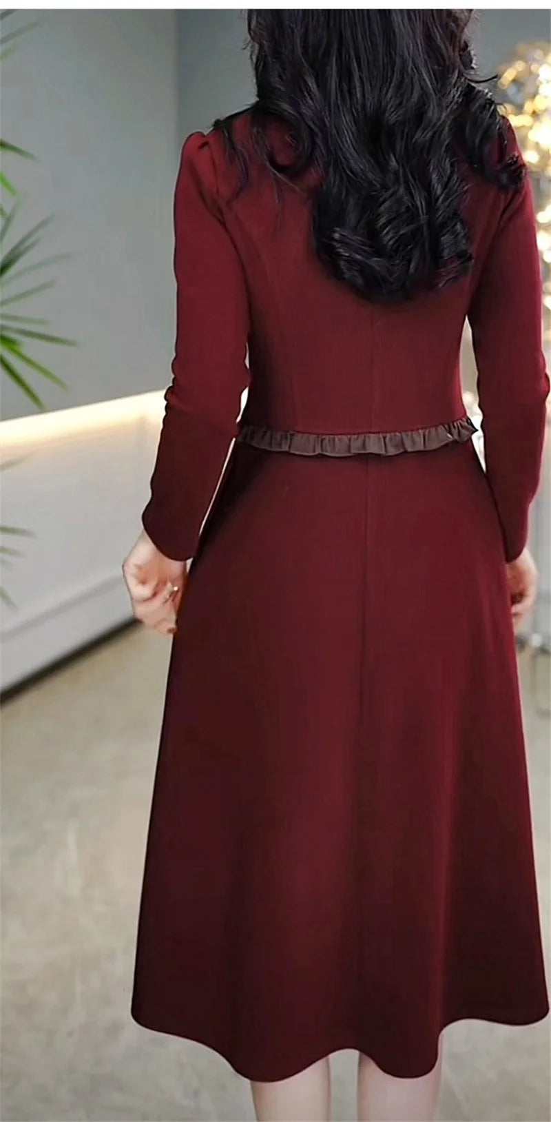 Autumn Winter Add Velvet Long Dress Women Fake Two Pieces Long Sleeve Dress High End Elegant Mother Wedding Party Dress Vestidos