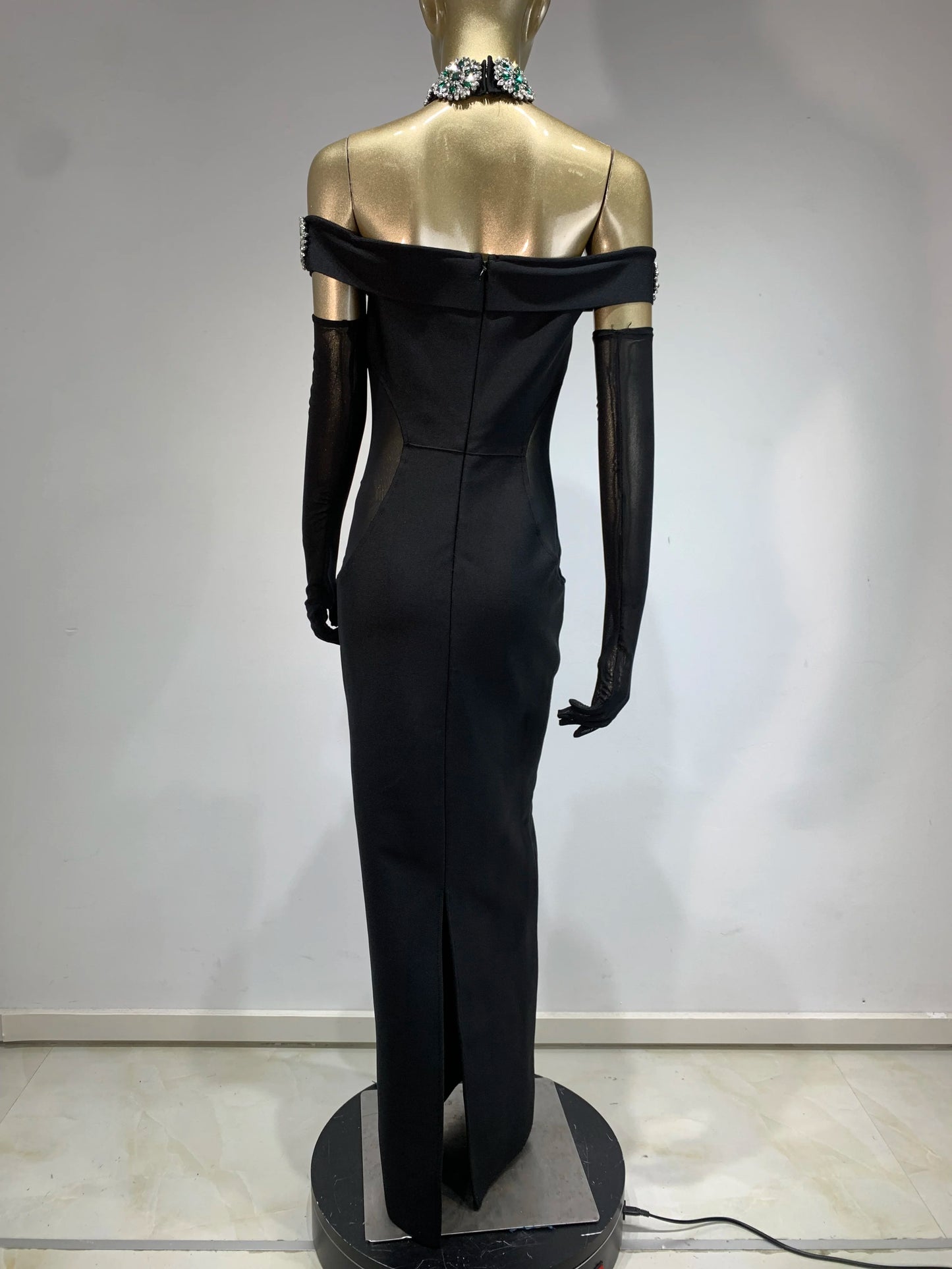 Summer Bandage Dress 2025 Women Celebrity Sexy Diamonds Crystal Black Maxi Long Bodycon Elegant Evening Club Party Dress