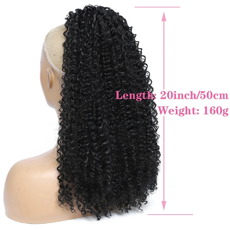 Synthetic Drawstring Ponytail Extension Deep Curly Heat Resistant Instant Clip Afro Kinky Curly Hair Pieces for Women
