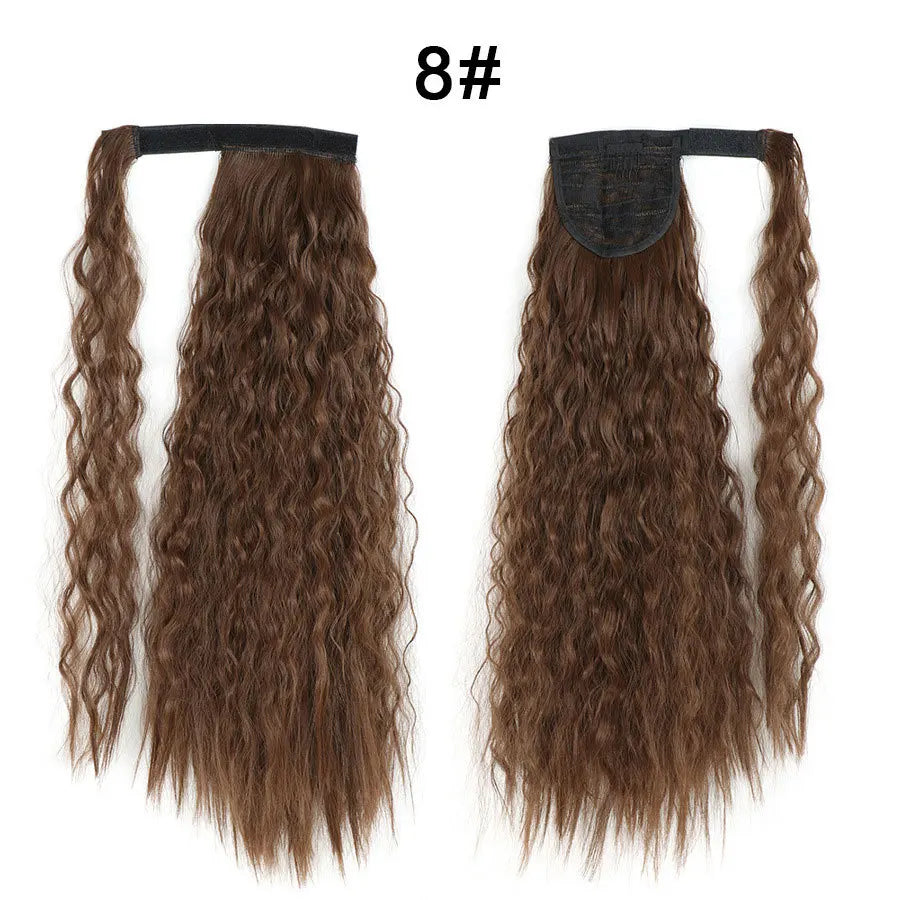 Tereshar Synthetic Corn Wave Ponytail Extension Clip in Long Wavy Curly Wrap Around Pony Tail Heat Resistant Hairpiece for Women