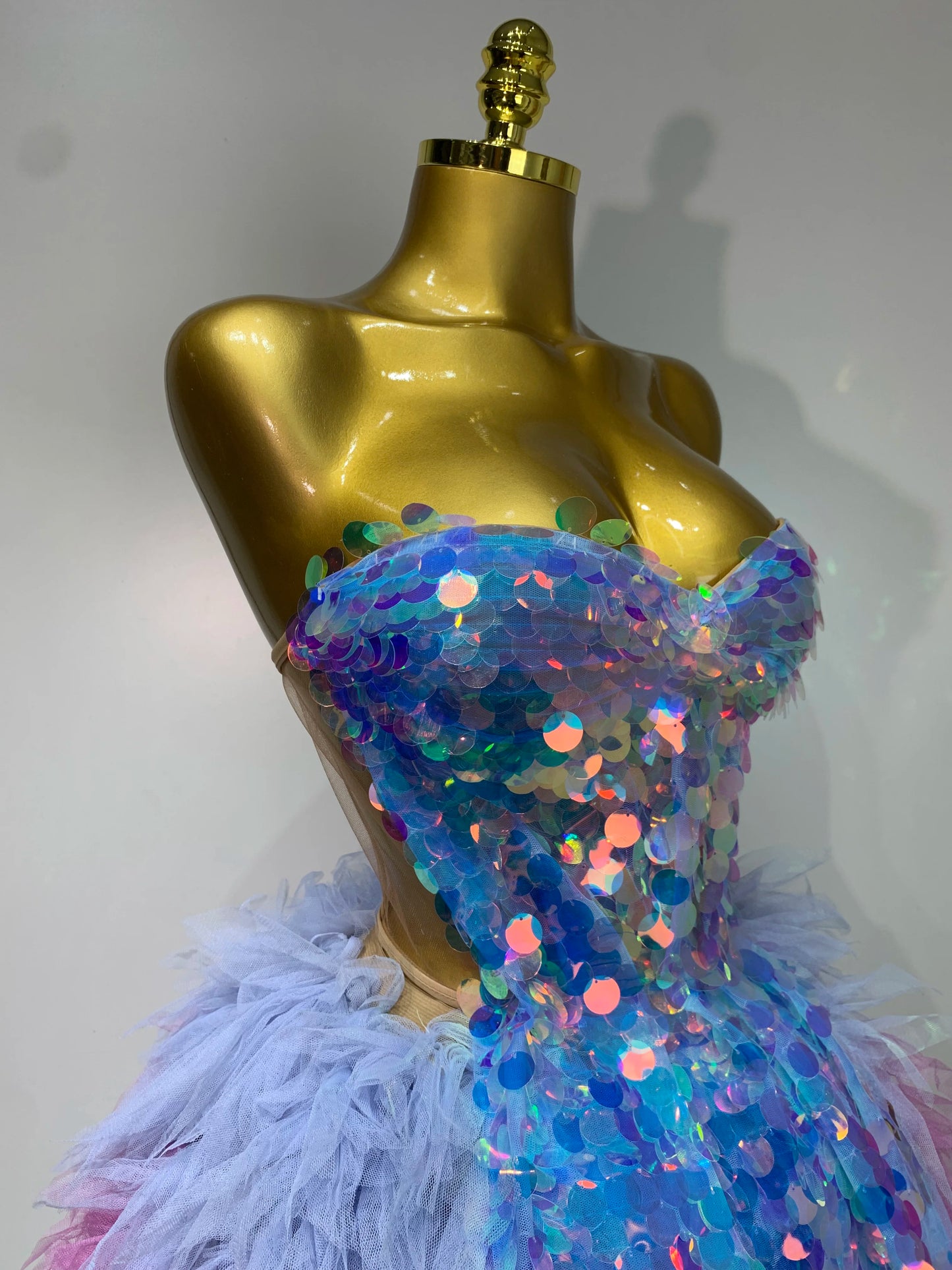 Sparkly Black Sequins Two Pieces Set for Women Party Evening Prom Celebrate Birthday Photo Shoot Dress Nightclub Dance Costume