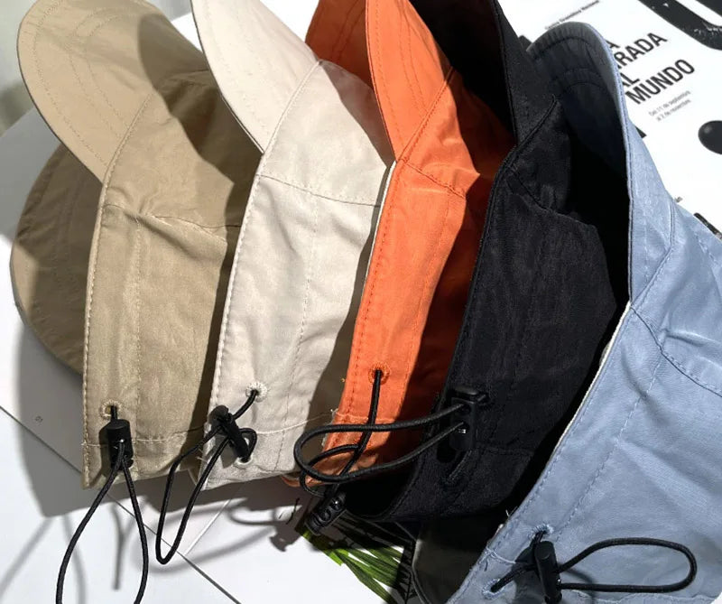 Foldable Sunhat Summer Outdoor Beach Fisherman Hat Sunscreen Protection Cap Adjustable Cotton Wide Brim Bucket Caps for Women