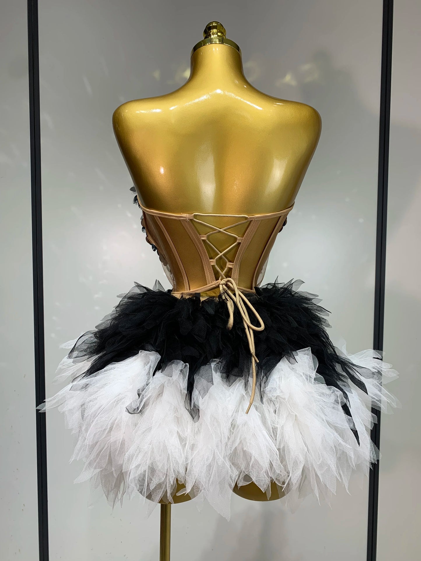 Sparkly Black Sequins Two Pieces Set for Women Party Evening Prom Celebrate Birthday Photo Shoot Dress Nightclub Dance Costume