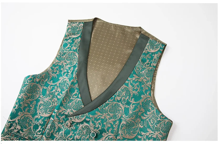 Men High Quality Wedding Jacquard Suits Fashion Male Business Social Dance Party Dress Blazers and Pant with Vest