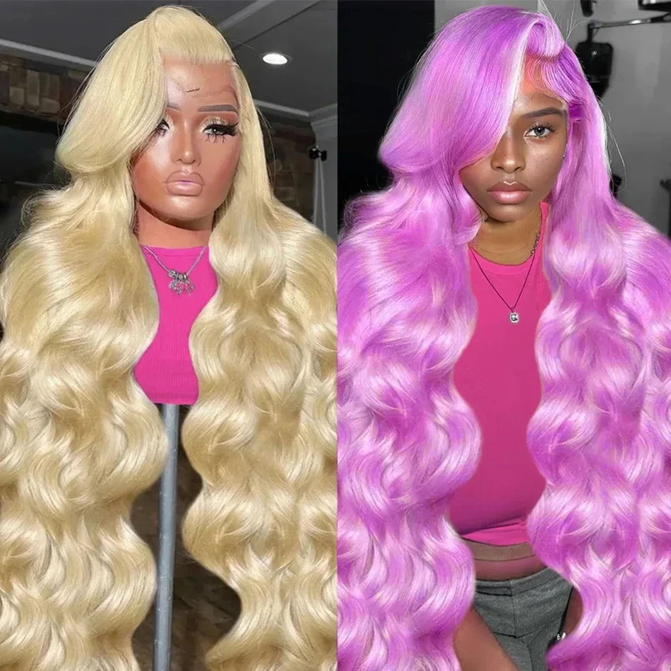 42 Inches 613 Honey Blonde 13x6 HD Transparen Body Wave Lace Frontal Human Hair Wig Colored Human Hair Lace Front Wig For Women