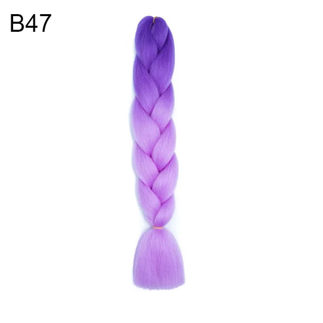 Synthetic Ombre Braiding Hair 24Inch 1Pack Pre Stretched Box Jumbo Colorful Crochet  Extensions for Women