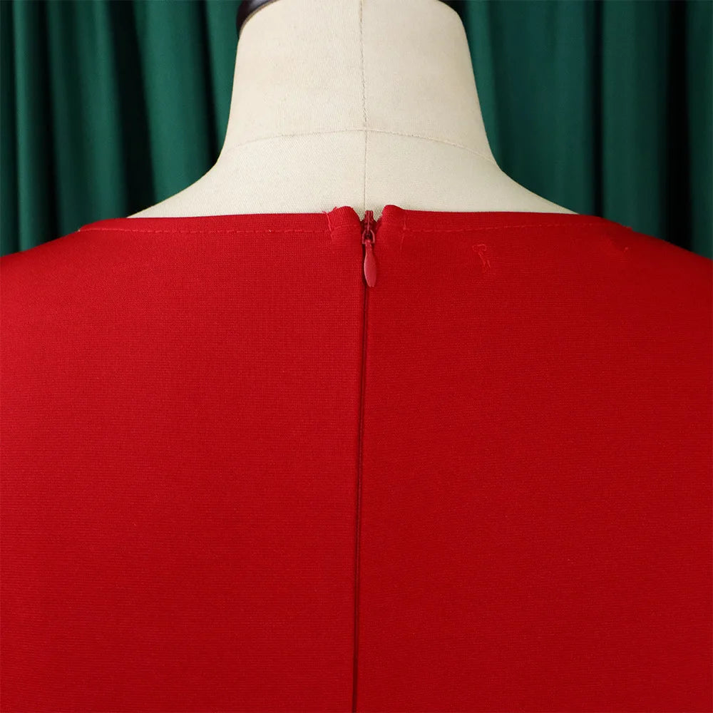 Elegant Church Dresses for Women 2023 New Arrivals Fashion Two Color Patchwork Fitted Ladies Knee Length Formal African Dress