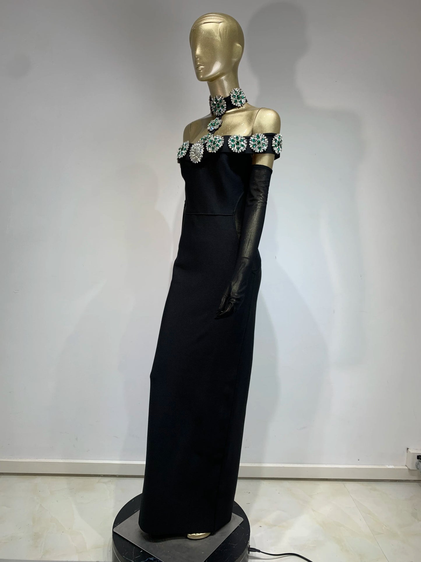 Summer Bandage Dress 2025 Women Celebrity Sexy Diamonds Crystal Black Maxi Long Bodycon Elegant Evening Club Party Dress