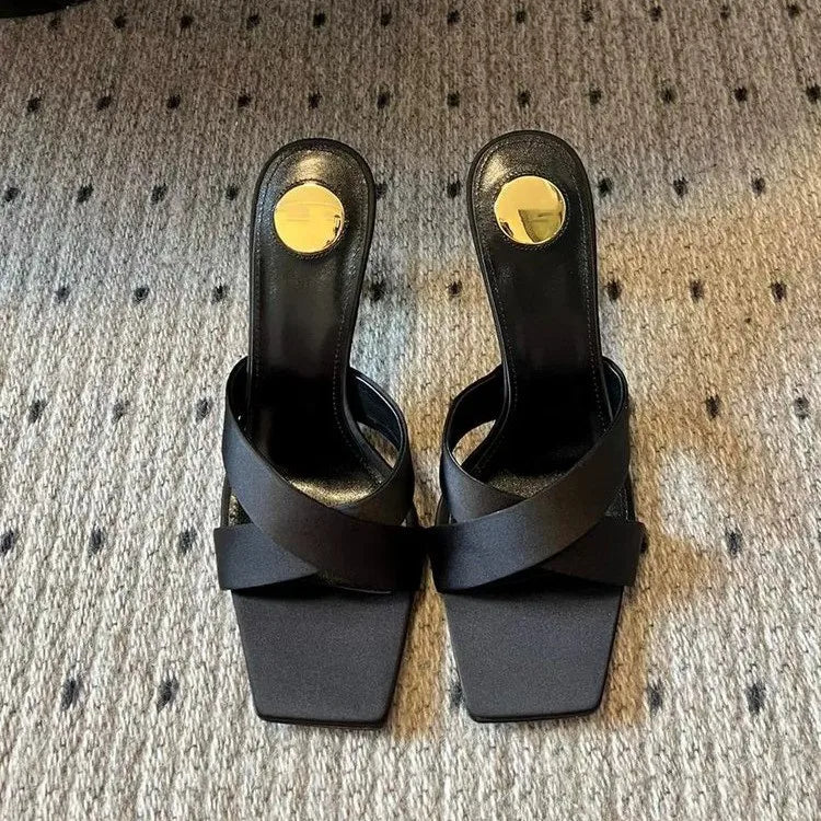 2025 Ladies Summer New Luxury Brand Designer Sexy Pointed Heightening High Heels Elegant Slip-On Party Dress Ladies Sandals