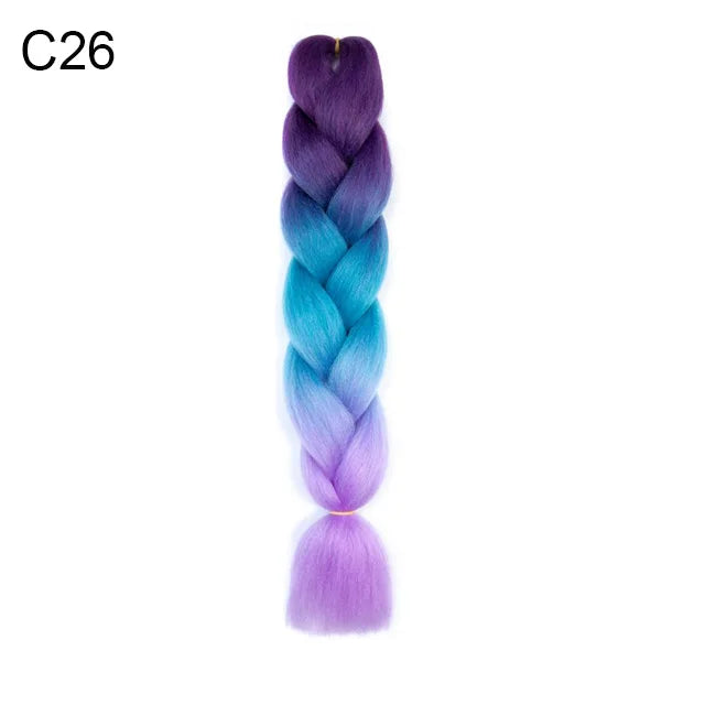 Synthetic Ombre Braiding Hair 24Inch 1Pack Pre Stretched Box Jumbo Colorful Crochet  Extensions for Women