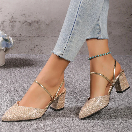 Low Heels Sandals Woman Summer Fashion High Heels Shallow Women Designer Sandals Luxury Shoes for Women Wedding Party Shoes