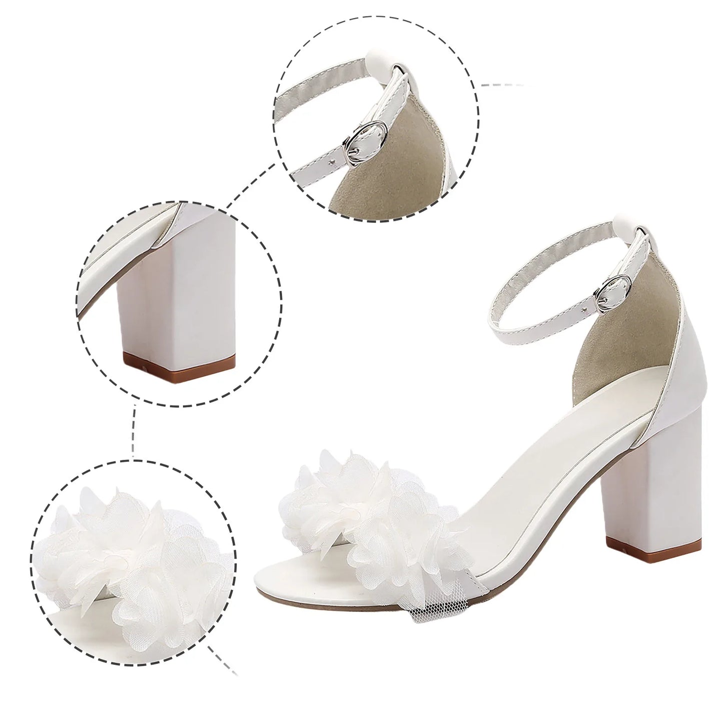 Flip Flop Sandals For Women Round Toe Summer New Thick Heel Sandals Women'S Roman Shoes Flower Open Toe Women'S Water Sandals