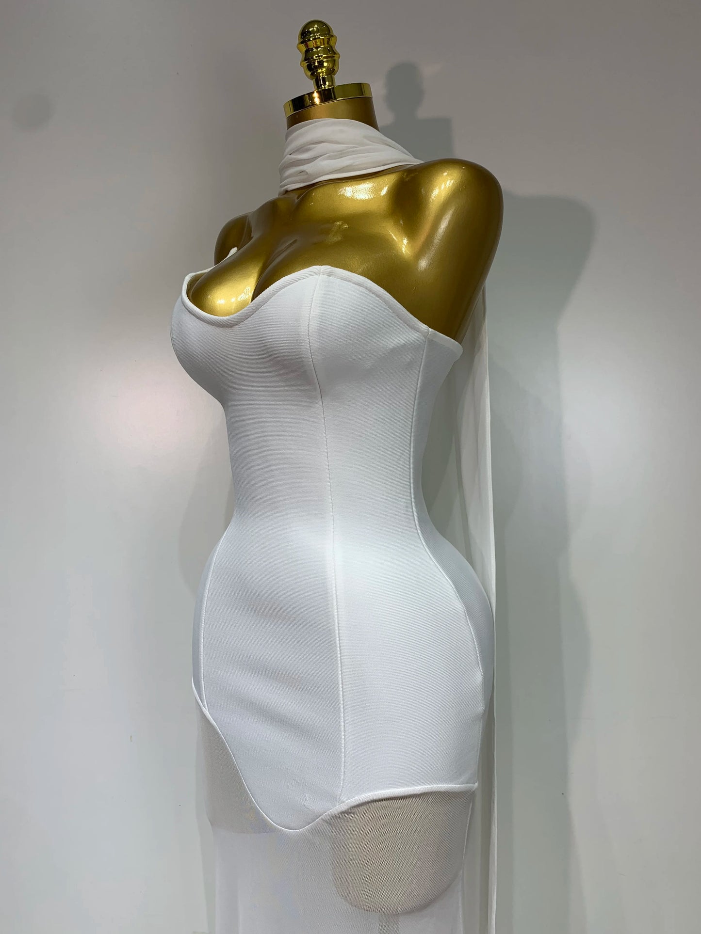 Sexy Strapless Long Bandage Dress Black Mesh Patchwork Elegant Women Blackless Evening Party Gowns Bodycon Birthday Dresses