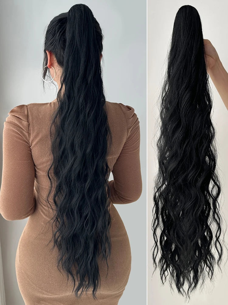 Synthetic  32”Claw Ponytail Extension Straight Hair Water Wave Clip In Hair Extensions Soft Natural Multi-Gift Preference
