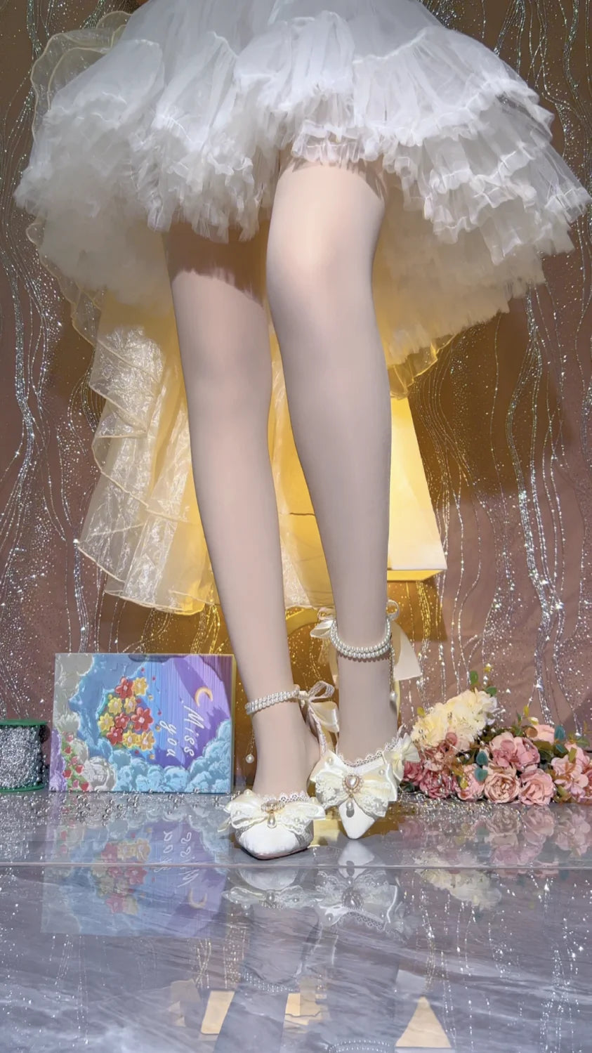 White Bridal Shoe Wedding Shoes for Women Luxury Designer Mary Jane Elegant Woman Heeled Shoes Designer Heels Y2k Style Shoes