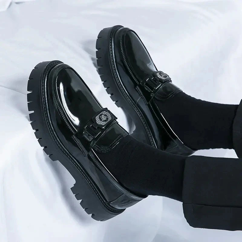 Dress Shoes Men Black PU Thick Sole Wear-resistant Casual Business Loafers European Social Shoes Size 38-45 Men Shoes