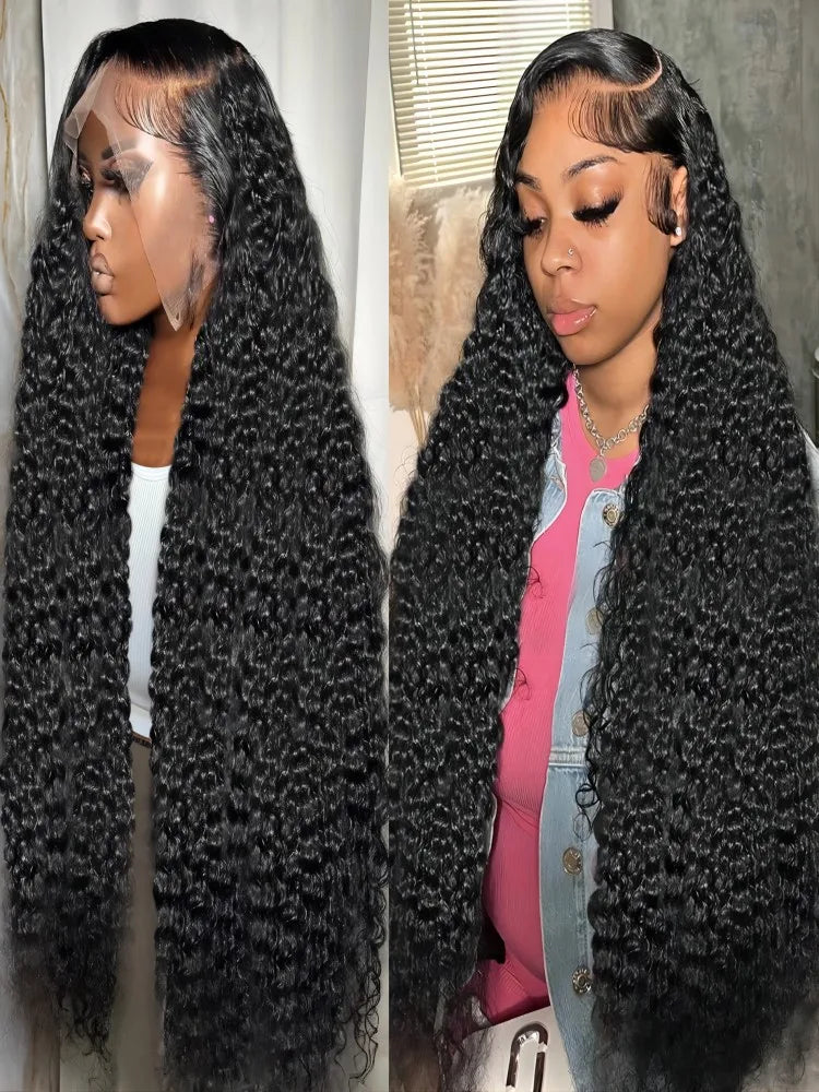 40 46 Inch Deep Wave 13x6 13x4 Lace Front Human Hair Wig 200% Remy Curl 360 Full Lace Frontal Wig Human Hair For Black Women