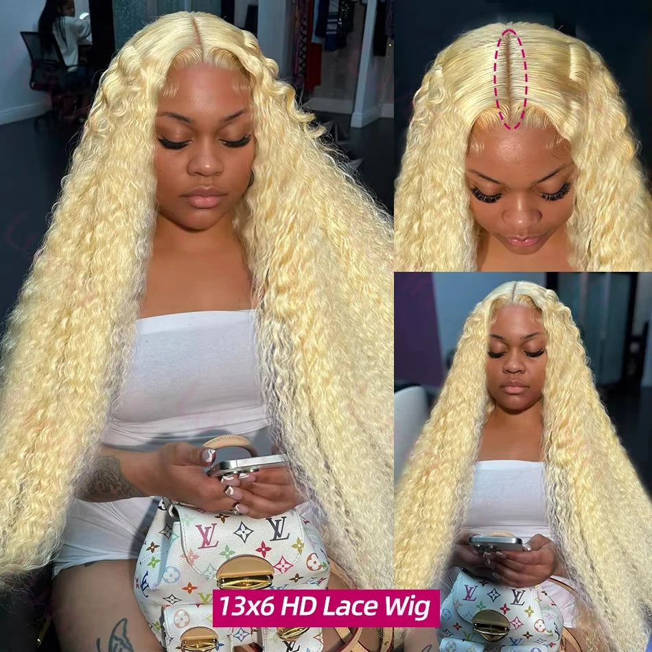 30 Inch 13x6 Transparent HD 613 Honey Blonde Deep Wave Lace Frontal Wigs Brazilian 13x4 Curly Colored Lace Front Human Hair Wigs