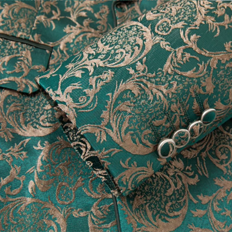 Men High Quality Wedding Jacquard Suits Fashion Male Business Social Dance Party Dress Blazers and Pant with Vest