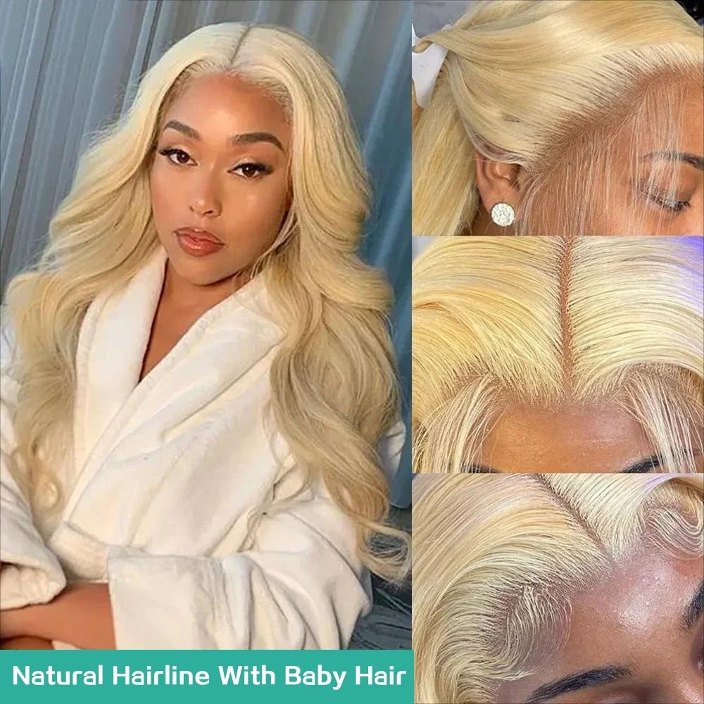 42 Inches 613 Honey Blonde 13x6 HD Transparen Body Wave Lace Frontal Human Hair Wig Colored Human Hair Lace Front Wig For Women