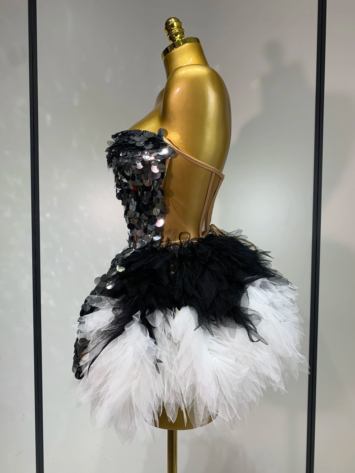 Sparkly Black Sequins Two Pieces Set for Women Party Evening Prom Celebrate Birthday Photo Shoot Dress Nightclub Dance Costume