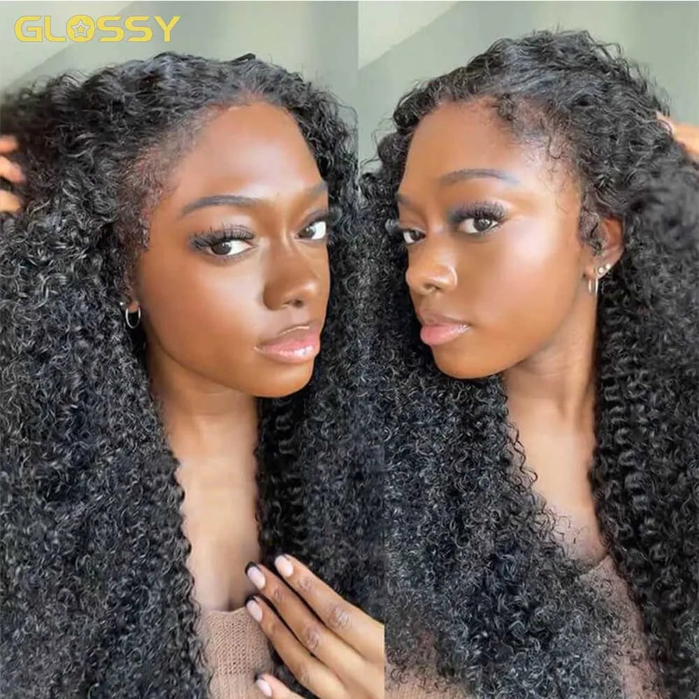 13x6 Hd 250 Density Afro Kinky Curly Wig 100% Human Hair 13x4 4c Edges Frontal Deep Wave Curly Lace Front Wigs For Women on sale