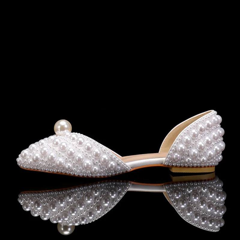 2024 Autumn New Fish Mouth High Heels Slim Heels Shallow Mouth Water Diamond Pearl Women's Single Shoes Wedding Wedding Shoes