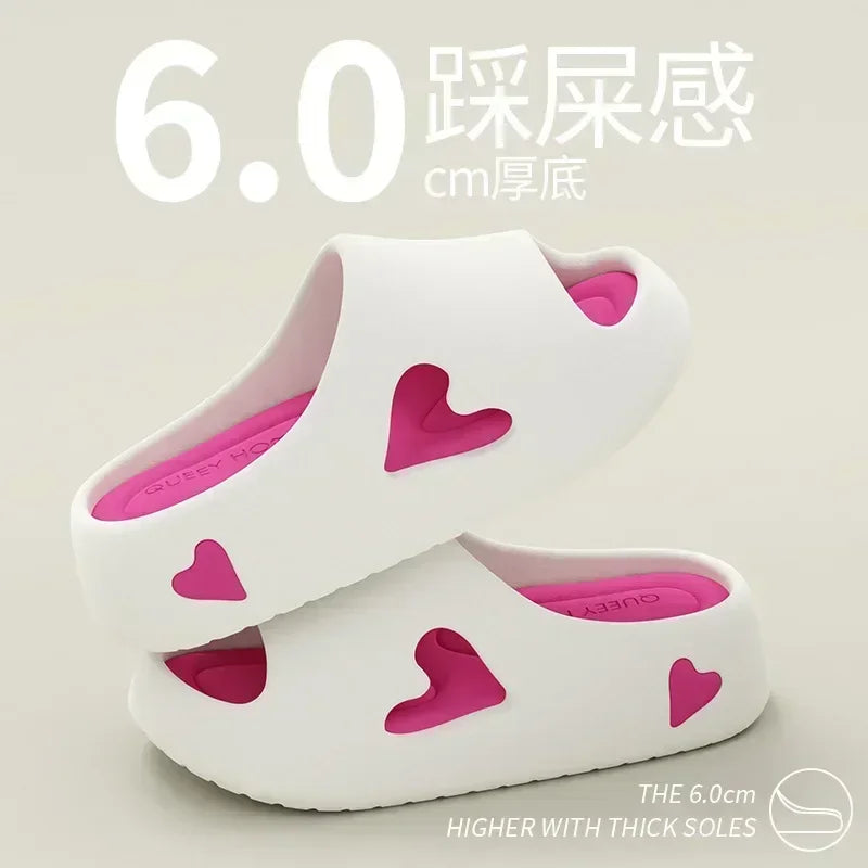 House Slipper Flip Flop Women Love Heart Platform Cloud Outdoor Indoor Summer Soft Sandal Slides Ladies Home Hotel Shoe Flat EVA