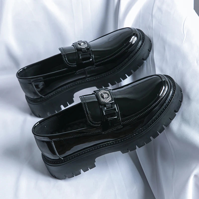 Dress Shoes Men Black PU Thick Sole Wear-resistant Casual Business Loafers European Social Shoes Size 38-45 Men Shoes