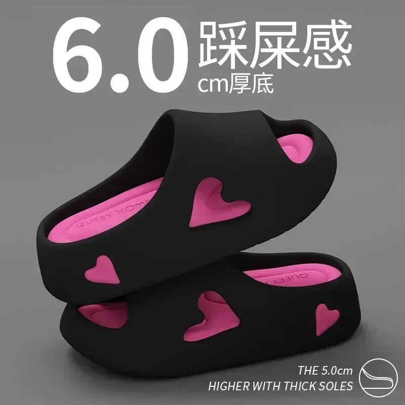 House Slipper Flip Flop Women Love Heart Platform Cloud Outdoor Indoor Summer Soft Sandal Slides Ladies Home Hotel Shoe Flat EVA