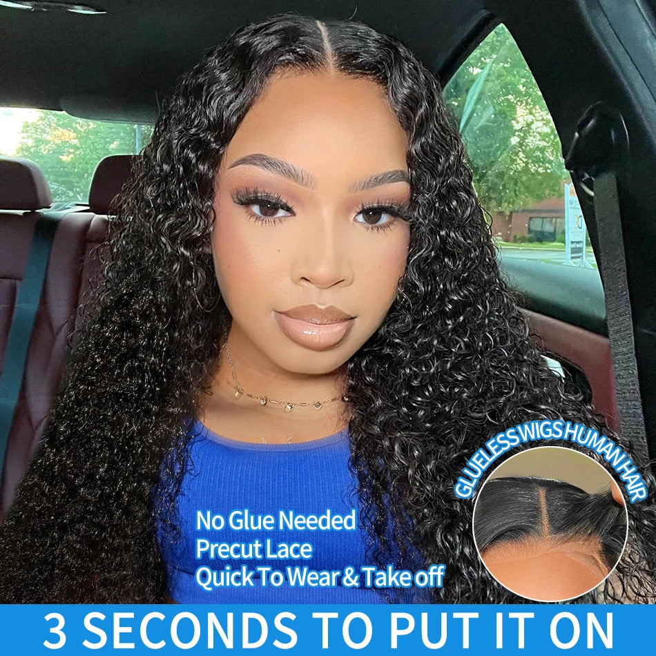 Xcurly Loose Deep Wave Glueless 5x5 Ready to Wear Lace Closure Wig 220% Pre Plucked Water Curly Transparent Human Hair Wigs