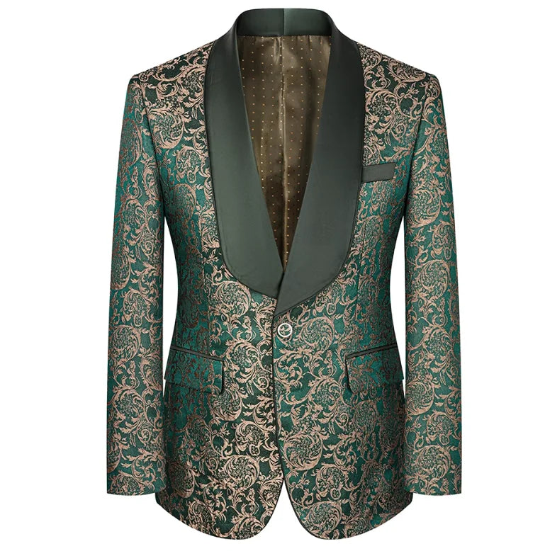 Men High Quality Wedding Jacquard Suits Fashion Male Business Social Dance Party Dress Blazers and Pant with Vest
