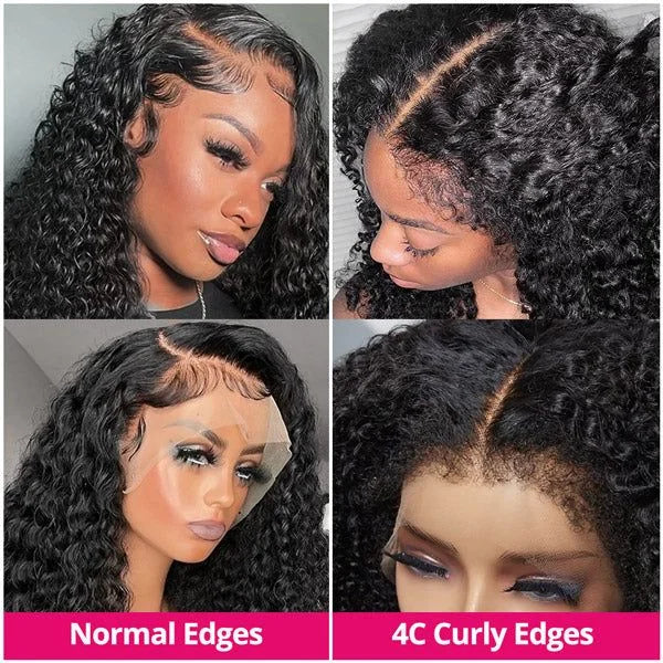 13x6 Hd 250 Density Afro Kinky Curly Wig 100% Human Hair 13x4 4c Edges Frontal Deep Wave Curly Lace Front Wigs For Women on sale