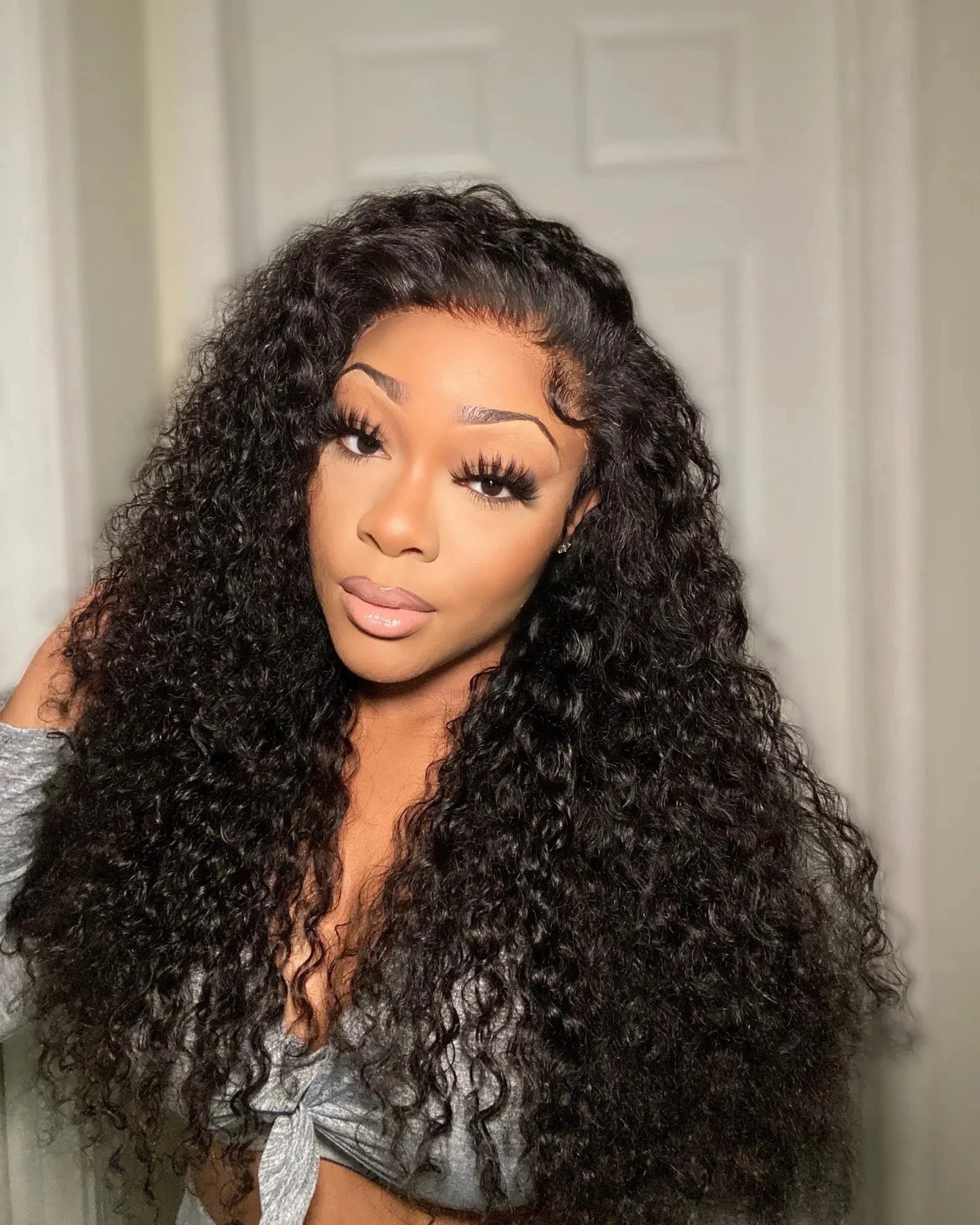 Snwprin 360 HD Full Lace Curly Human Hair Wigs Preplucked 13x6 Lace Frontal Wig Deep Wave Glueless Human Hair Ready To Wear 30In