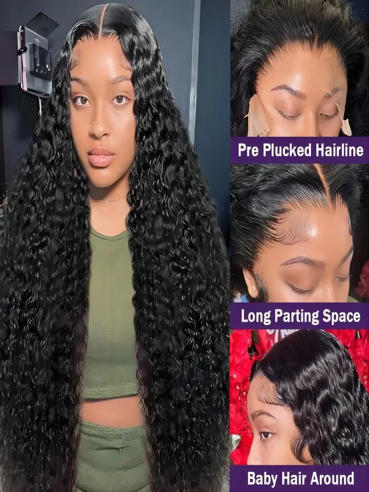 40 46 Inch Deep Wave 13x6 13x4 Lace Front Human Hair Wig 200% Remy Curl 360 Full Lace Frontal Wig Human Hair For Black Women