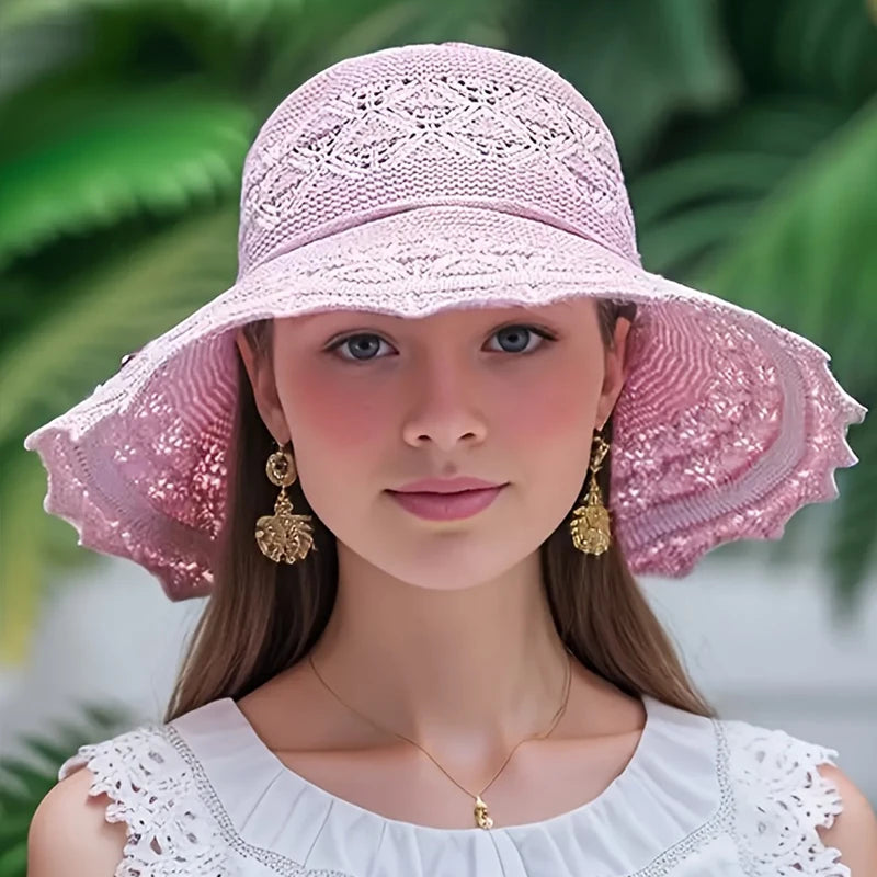 Korean version new straw hat summer sun hat sun protection wave sun hat beach cool hat women's hat