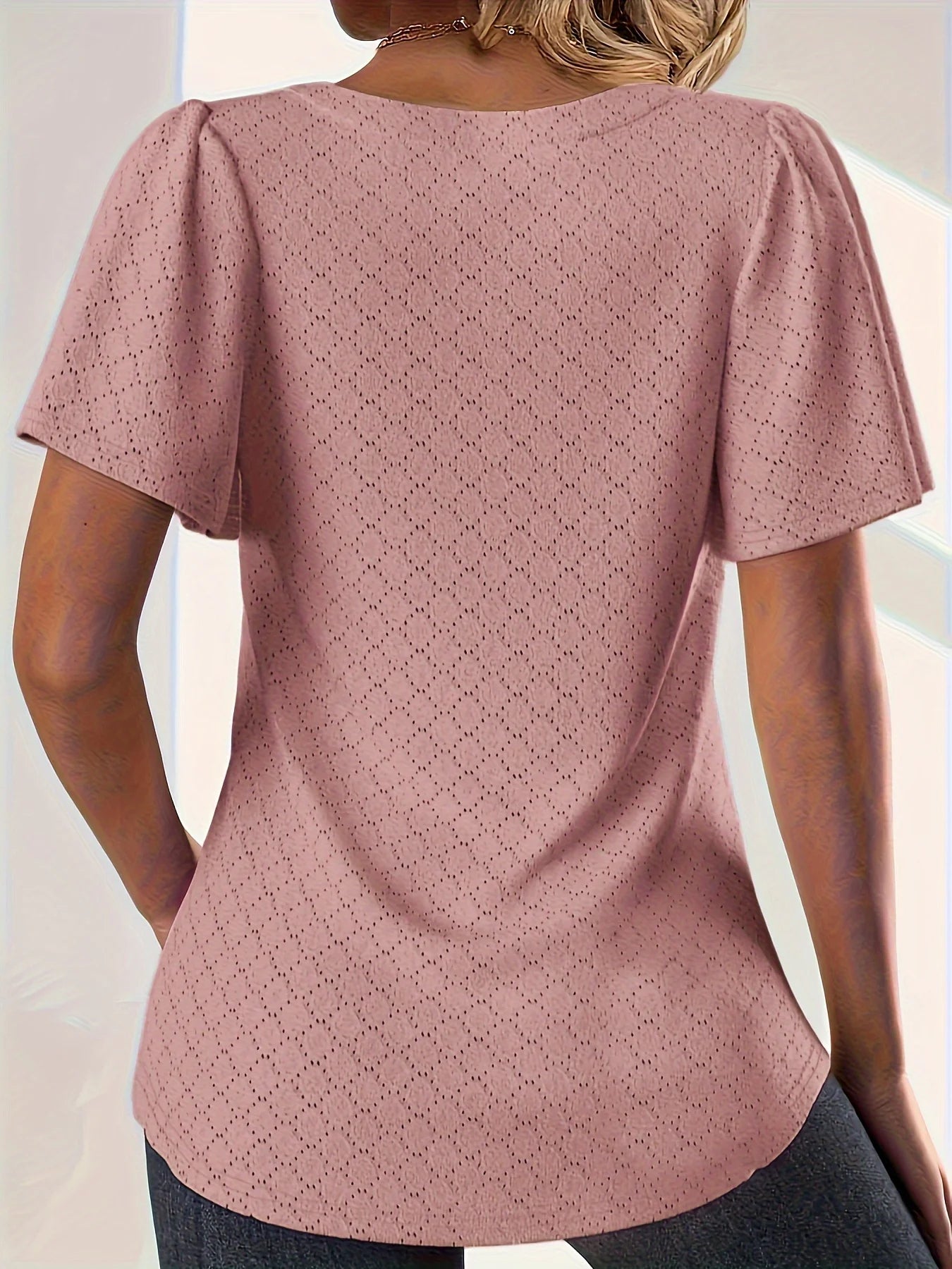 Plus size spring and summer fashionable and elegant hollow tops for women office wear loose ruffle sleeves versatile tops for