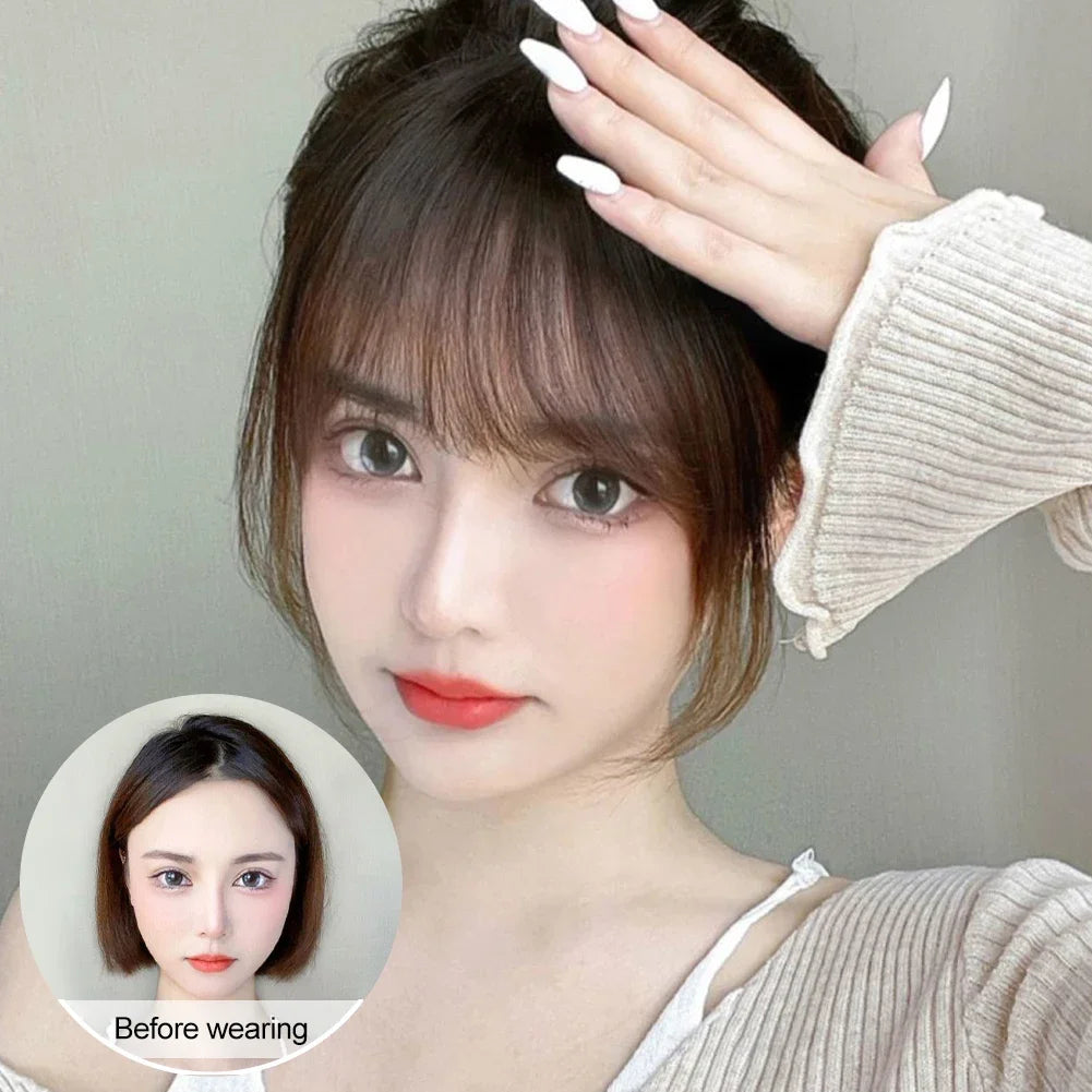Fake Air Bangs Hair Clip-In Extension Synthetic Hair Fake Fringe Natural False Hairpiece Women Clip in Bangs Hair Styling Tools