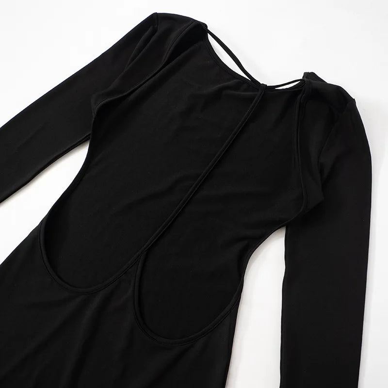 Shestyle Backless Black Pencil Dress Women Solid Feature Design Plain Seductive Clubwear Super Sexy Grunge Glamorous Modern