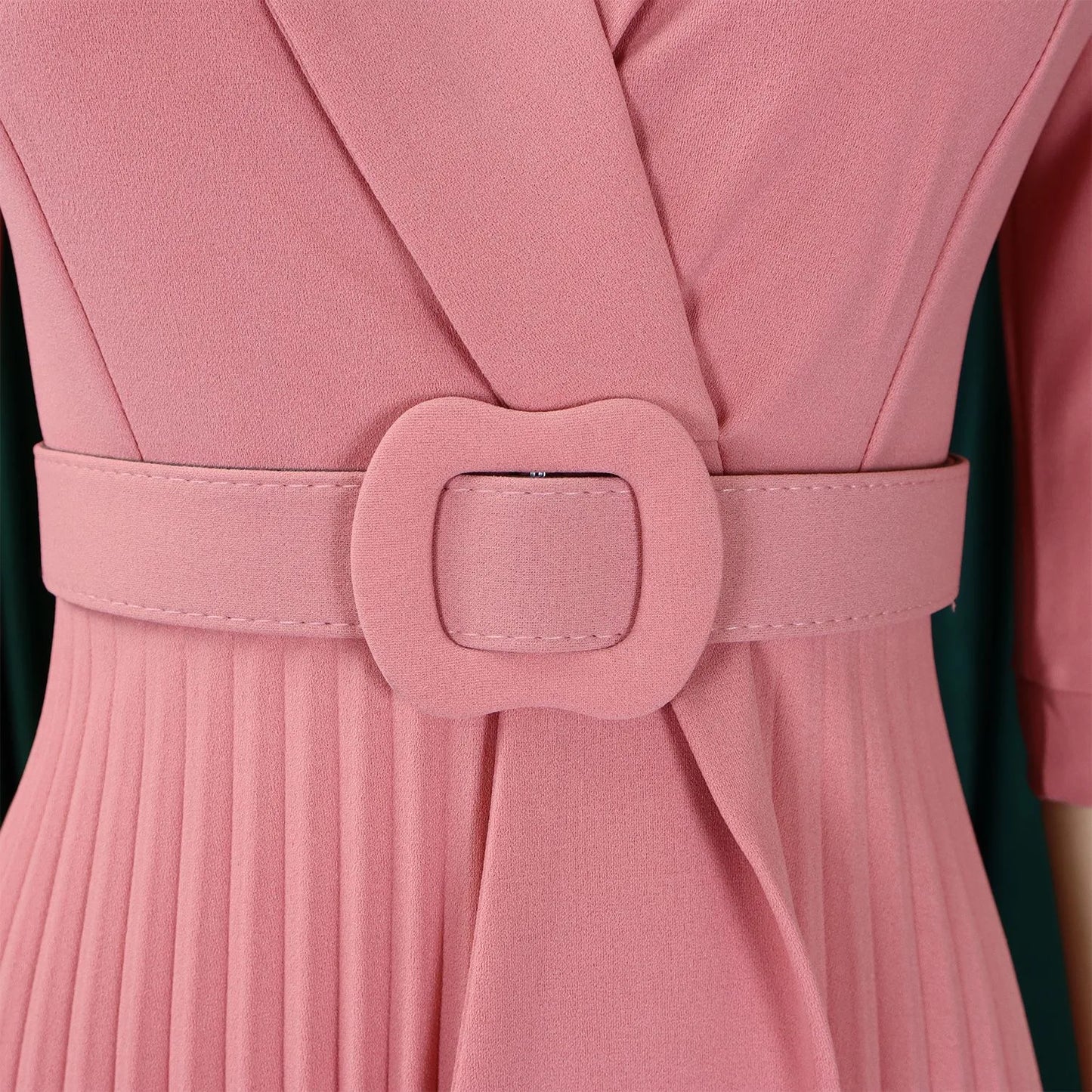 Elegant Office Ladies Dresses 2024 Autumn Fall Notched Collar Half Sleeve Belt Waisted Mid Calf Female Birthday Party Dress Midi