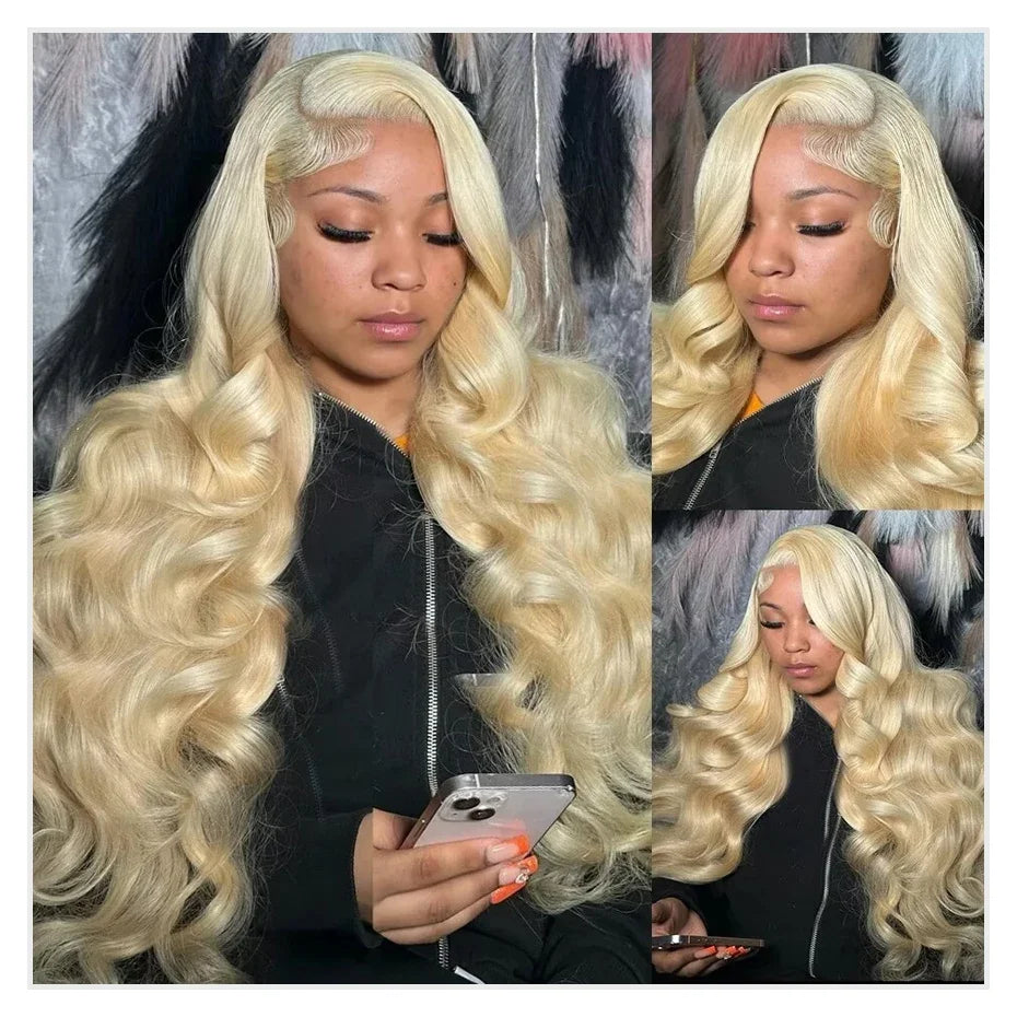 42 Inches 613 Honey Blonde 13x6 HD Transparen Body Wave Lace Frontal Human Hair Wig Colored Human Hair Lace Front Wig For Women