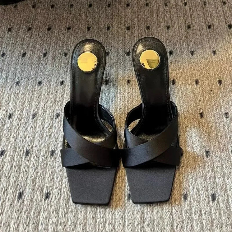 2025 Ladies Summer New Luxury Brand Designer Sexy Pointed Heightening High Heels Elegant Slip-On Party Dress Ladies Sandals