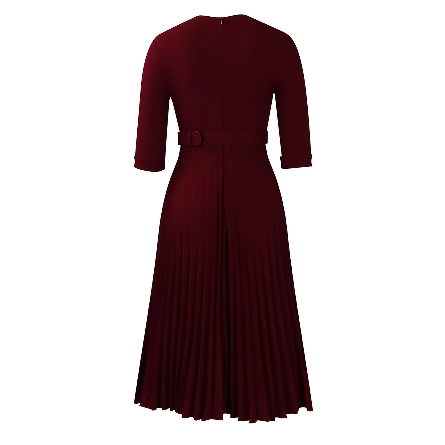 Elegant Office Ladies Dresses 2024 Autumn Fall Notched Collar Half Sleeve Belt Waisted Mid Calf Female Birthday Party Dress Midi