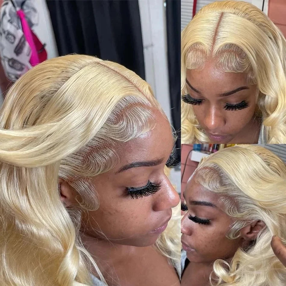 42 Inches 613 Honey Blonde 13x6 HD Transparen Body Wave Lace Frontal Human Hair Wig Colored Human Hair Lace Front Wig For Women