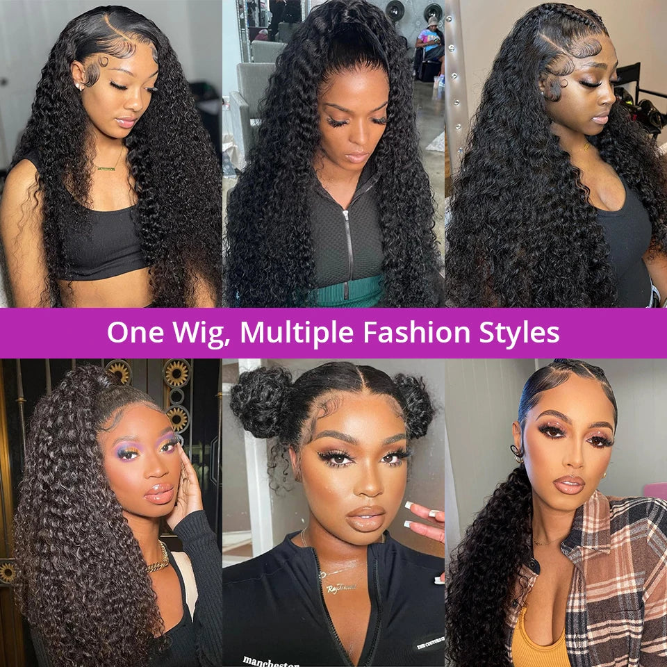 250 Density Brazilian 30 40 Inch Deep Wave 13x4 13x6 HD Lace Frontal Human Hair Wig 100% Curly Wigs Human Hair Ready to Wear