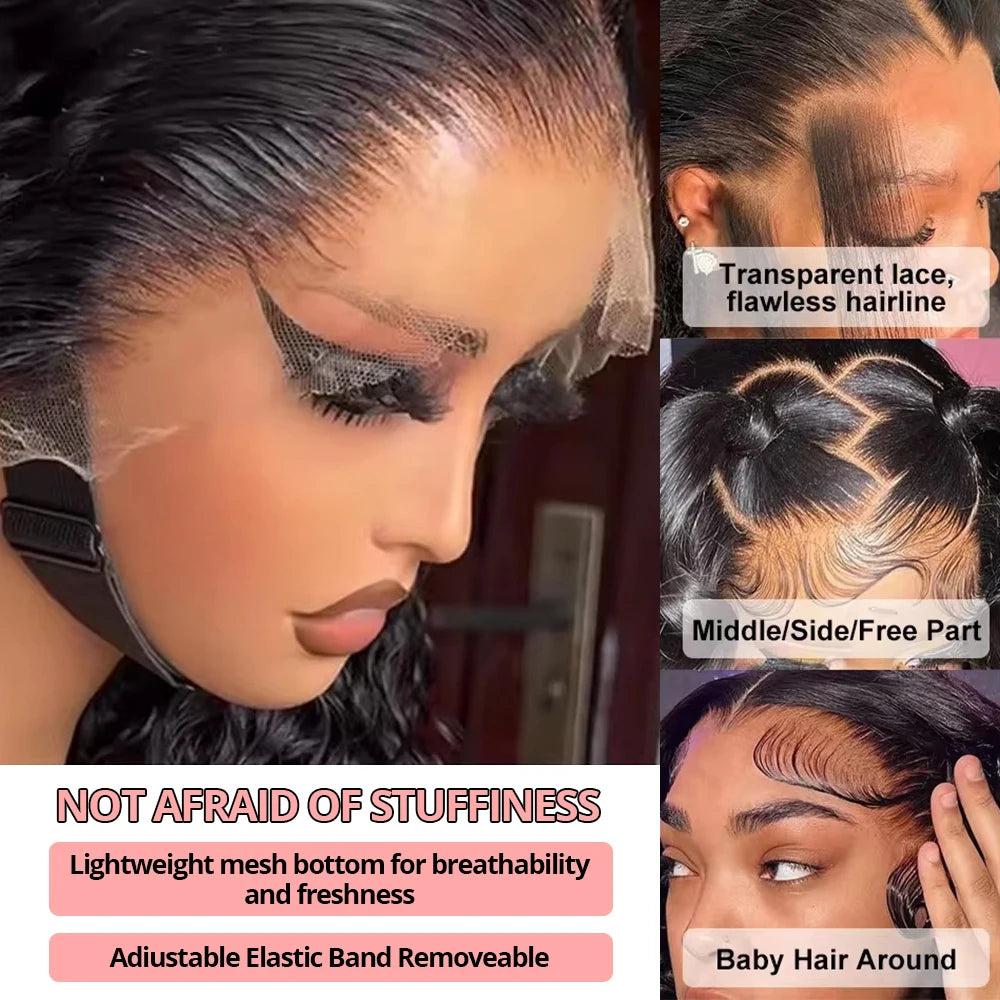 Snwprin 360 HD Full Lace Curly Human Hair Wigs Preplucked 13x6 Lace Frontal Wig Deep Wave Glueless Human Hair Ready To Wear 30In